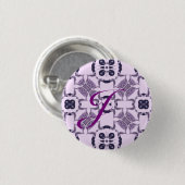 Paarse Kaleidoscoop Patroon #2 Monogram Ronde Button 3,2 Cm (Voorkant /achterkant)