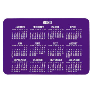 Paarse kalender 2020 grote flexibele magneten