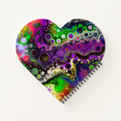 Paarse, kalkgroene en zwarte marmerbare fluïde kun notitieboek (Achterkant)