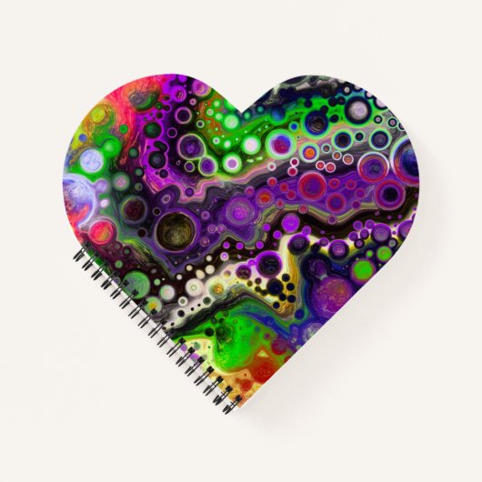 Paarse, kalkgroene en zwarte marmerbare fluïde kun notitieboek (Voorkant)