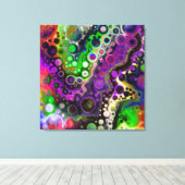 Paarse, kalkgroene, zwarte, vloeiende kunst canvas afdruk (Insitu (Houten vloer))