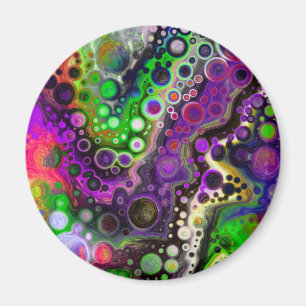 Paarse, kalkgroene, zwarte, vloeiende kunst magneet