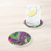 Paarse, kalkgroene, zwarte, vloeiende kunst zandsteen onderzetter (Zijkant)