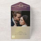 Paarse kalligrafie in één uitnodiging (Buitenkant)