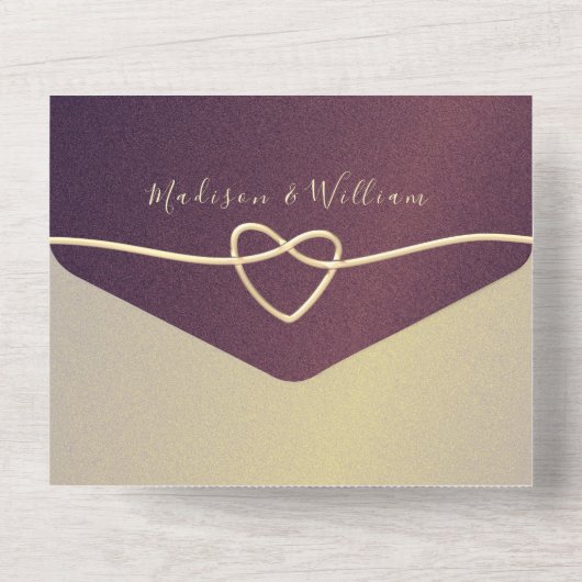 Paarse kalligrafie in één uitnodiging (Achterkant)