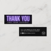 Paarse kalligrafie Neon Hartelijk dank voor het in Mini Visitekaartje (Voorkant / Achterkant)