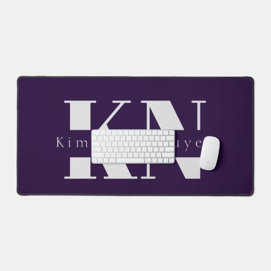 Paarse kalligrafie script Naam Desk Mat (Keyboard & Muis)