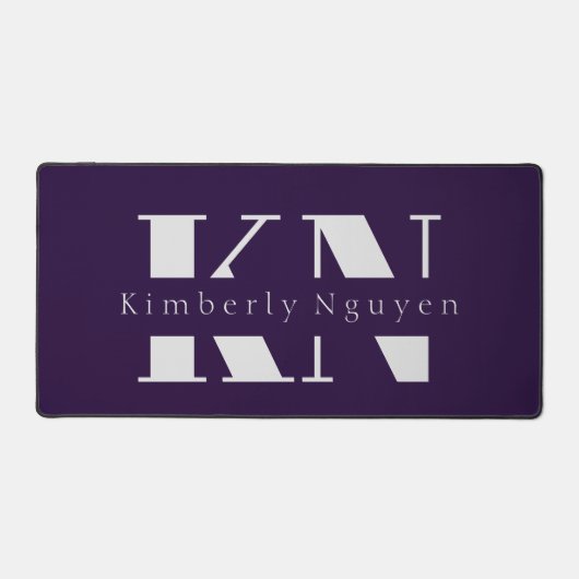 Paarse kalligrafie script Naam Desk Mat (Voorkant)