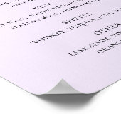 Paarse kalligrafiescript bruiloft drink bar menu poster (Hoek)