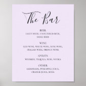 Paarse kalligrafiescript bruiloft drink bar menu poster (Voorkant)