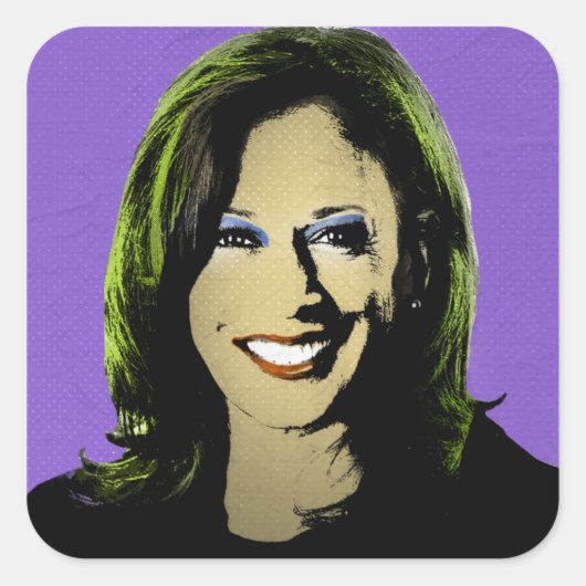 Paarse Kamala Harris Pop Art Vierkante Sticker (Voorkant)