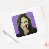 Paarse Kamala Harris Pop Art Vierkante Sticker (Envelop)