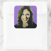 Paarse Kamala Harris Pop Art Vierkante Sticker (Tas)