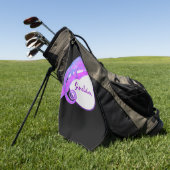 Paarse kameleon met cirkel gepersonaliseerd golfhanddoek (Groen)