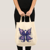 Paarse kankerlint met vlindervleugels tote bag (Voorkant (product))