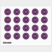 Paarse  Kant Custom Monogram Ronde Sticker (Vel)