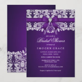 Paarse kant & Diamond Bow Vrijgezellenfeest Kaart (Voorkant / Achterkant)