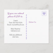 Paarse kant en boog meisje Baby shower uitnodiging (Achterkant)