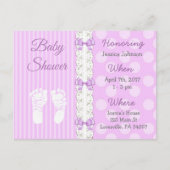 Paarse kant en boog meisje Baby shower uitnodiging (Voorkant)
