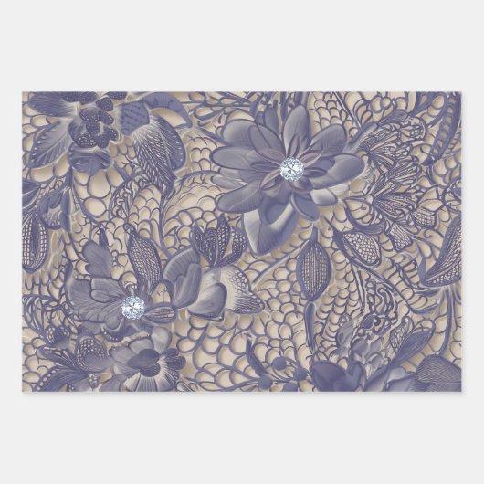 Paarse kant en diamant inpakpapier vel (Voorkant 3)