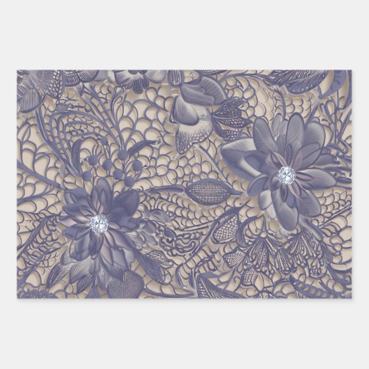 Paarse kant en diamant inpakpapier vel (Voorkant 2)