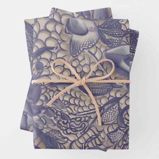 Paarse kant en diamant inpakpapier vel (In situ)