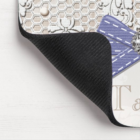 Paarse  kant en parels muismat (Hoek)