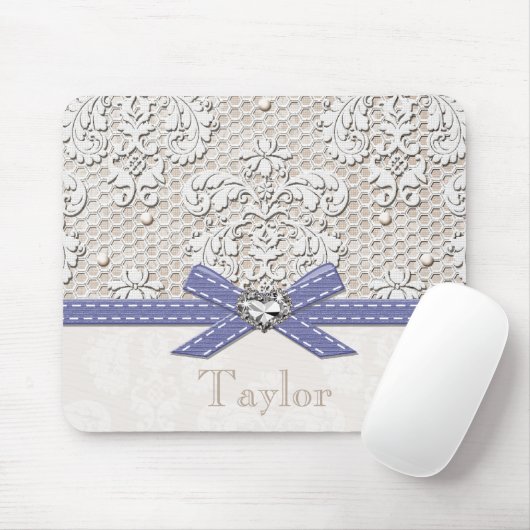 Paarse  kant en parels muismat (Met muis)