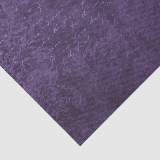 Paarse kant en Script Collage Tissuepapier (Detail)