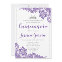Paarse kant en zilveren glitter Princess Quinceañe