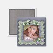 Paarse Kant Foto Lijst Baby Meisje Geboortemagnete Magneet (Voorkant / Achterkant)