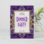 Paarse Kant Fractals Diner Cocktailparty Kaart (Staand voorkant)