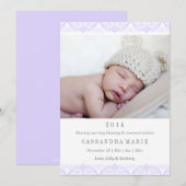 Paarse kant geboorteaankondiging aankondiging (Voorkant / Achterkant)