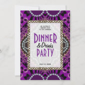 Paarse kant glamour diner Drinken partij Kaart (Voorkant)