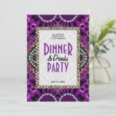 Paarse kant glamour diner Drinken partij Kaart (Staand voorkant)