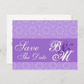 Paarse Kant Sterren Patroon Save the Date V6 Aankondigingskaart (Voorkant / Achterkant)