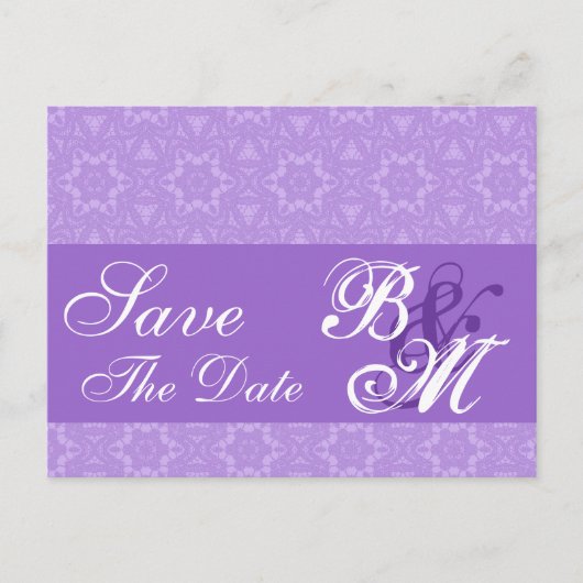 Paarse Kant Sterren Patroon Save the Date V6 Aankondigingskaart (Voorkant)