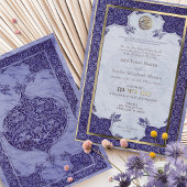 Paarse Kant Traditionele Moslim Bruiloft Folie Uitnodiging