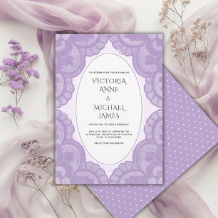Paarse Kant Whimsical Vintage Trouwdag Kaart