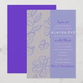  PAARSE kanten bar bat mitswa uitnodiging (Voorkant / Achterkant)