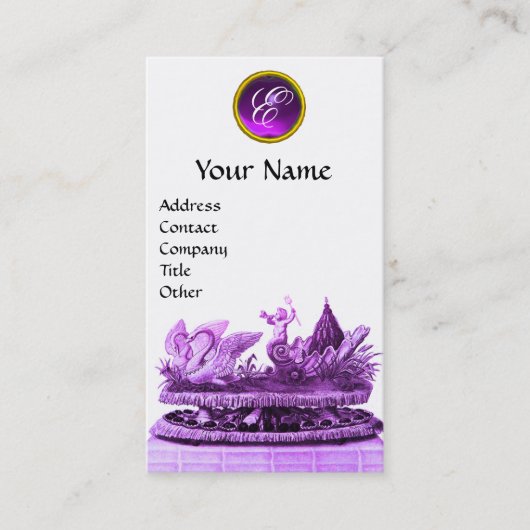 PAARSE KARAKTER VAN ZWANEN MET KOPEN EN PASPOT VISITEKAARTJE (Voorkant)