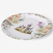 Paarse Kasteel Sprookje Verjaardagsthema met Sproo Papieren Bordje (Gekanteld)