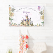 Paarse Kasteel Sprookje Verjaardagsthema met Sproo Spandoek (Insitu)