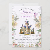 Paarse Kasteel Sprookjesachtig Verjaardags Thema m Kaart (Voorkant)