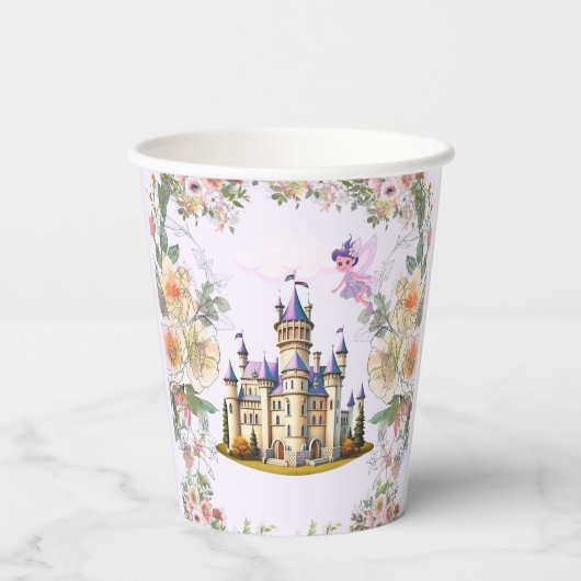 Paarse kasteel sprookjesthema dank u papieren bekers (Achterkant)