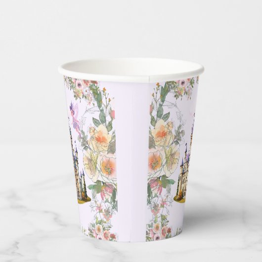 Paarse kasteel sprookjesthema dank u papieren bekers (Rechts)