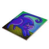 Paarse kat Abstract digitaal schilderen Tegeltje (Zijkant)