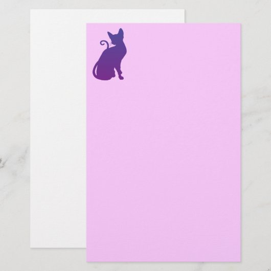 Paarse kat briefpapier (Voorkant / Achterkant)