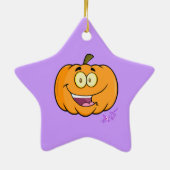 Paarse kat en pomkin Happy Halloween Star Ornament (Achterkant)