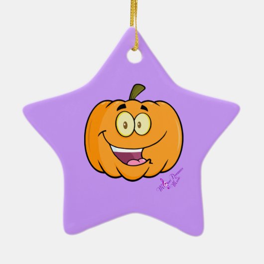 Paarse kat en pomkin Happy Halloween Star Ornament (Achterkant)